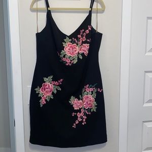 Charlotte Russe Black Dress with Embroidered Flowers